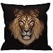 HGOD DESIGNS Poszewka na poduszkę lew chłodna brązowa głowa lwa na czarnym tle poszewka na poduszkę dekoracyjna do domu dla mężczyzn/kobiet/chłopców/dziewcząt salon sypialnia sofa krzesło 45 x 45 cm poszewka na poduszkę