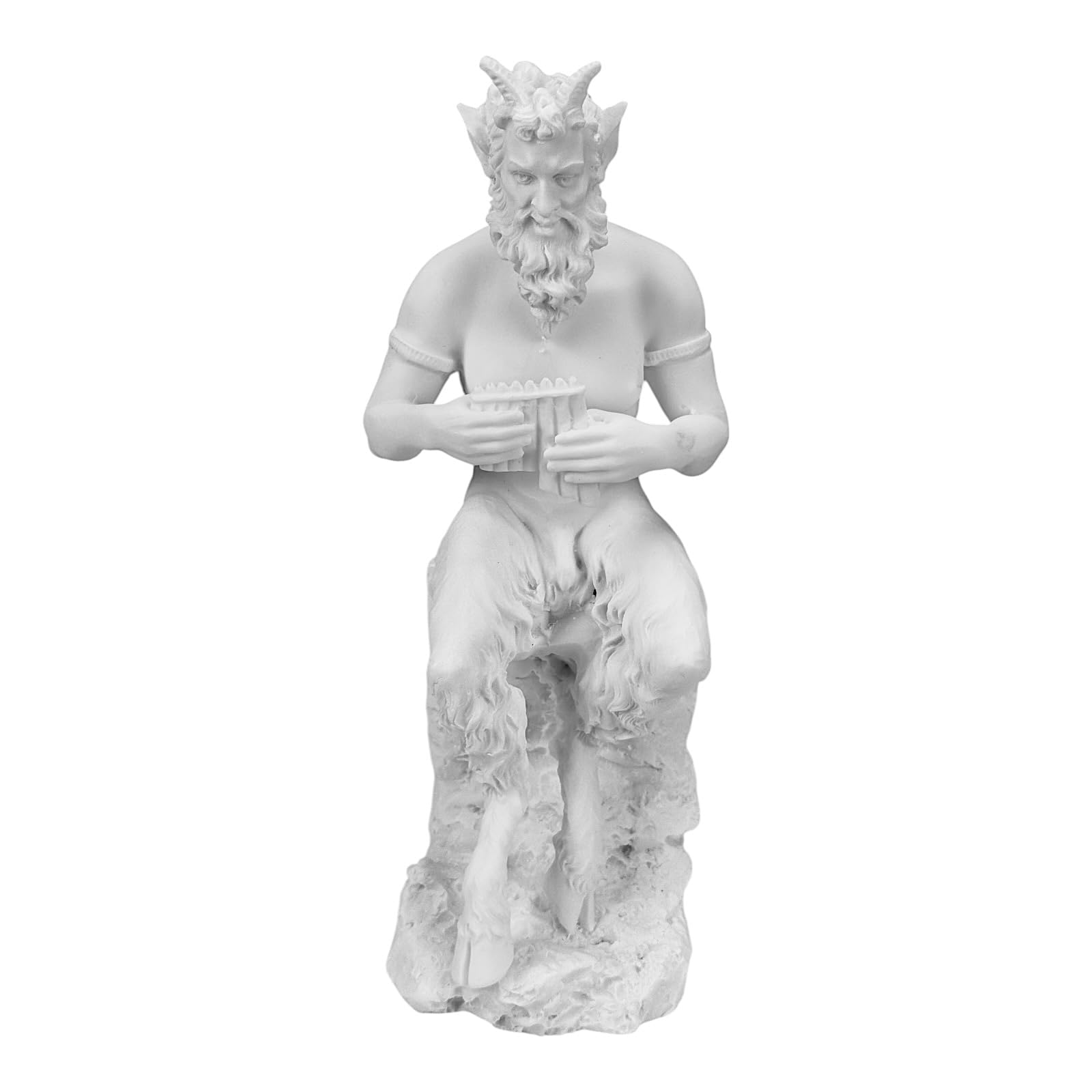 Pan Griechischer Gott Satyr Figur spielt Flöte - handgefertigte griechische Mythologie Statue - gegossene Marmorskulptur
