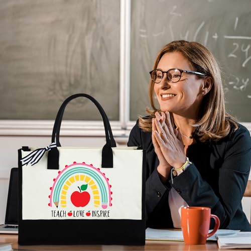 Paterr 8 Pcs End of Year Teacher Gifts Teacher Tote Bag miniatura 2