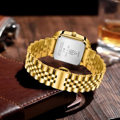 Image of Mens Watch, Luxury Casual Watches for Men, Waterproof Analog Quartz Watch - Men's Stainless Steel Watch with Stylish Rectangular Dial, Luminous Hands, Date & Day Display - Great Gift for Men