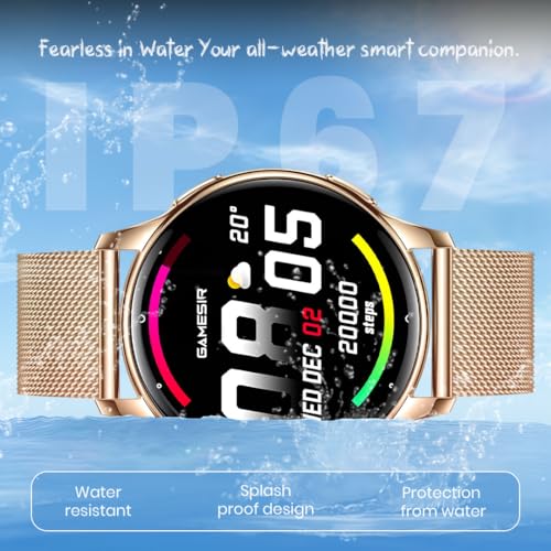 Image of GameSir Active 2 Smartwatch for Men & Women, 1.39 inch HD Round Display, Bluetooth Calling, Heart Rate & SPO₂, 100+ Sports Modes, IP67, Long Battery Life for Android & iOS ((Millanese Gold)