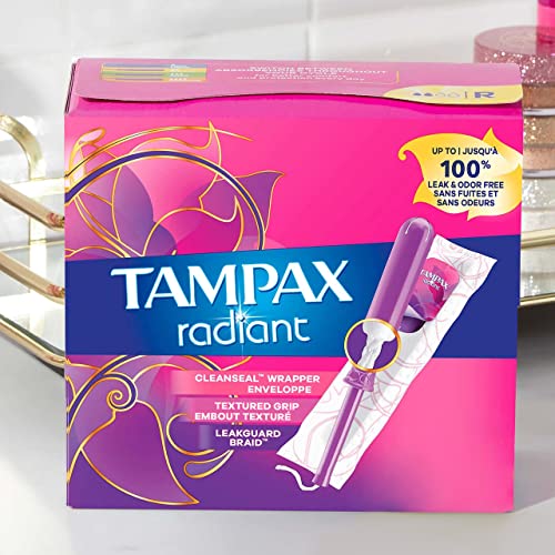 Tampax Radiant Tampons with LeakGuard Braid, Super Plus Absorbency, Unscented, 28 Count x 3 Pack (84 count total) - Thumbnail 7