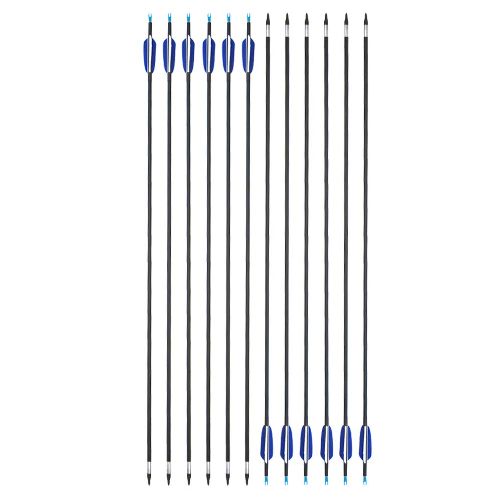 SHARROW 12pcs Flèches de Carbone 31 Pouces Flèches de Chasse 700 Spine avec Plumes de Dinde Naturelle et Carquois de Flèche pour Arc à Poulies et Arc Classique