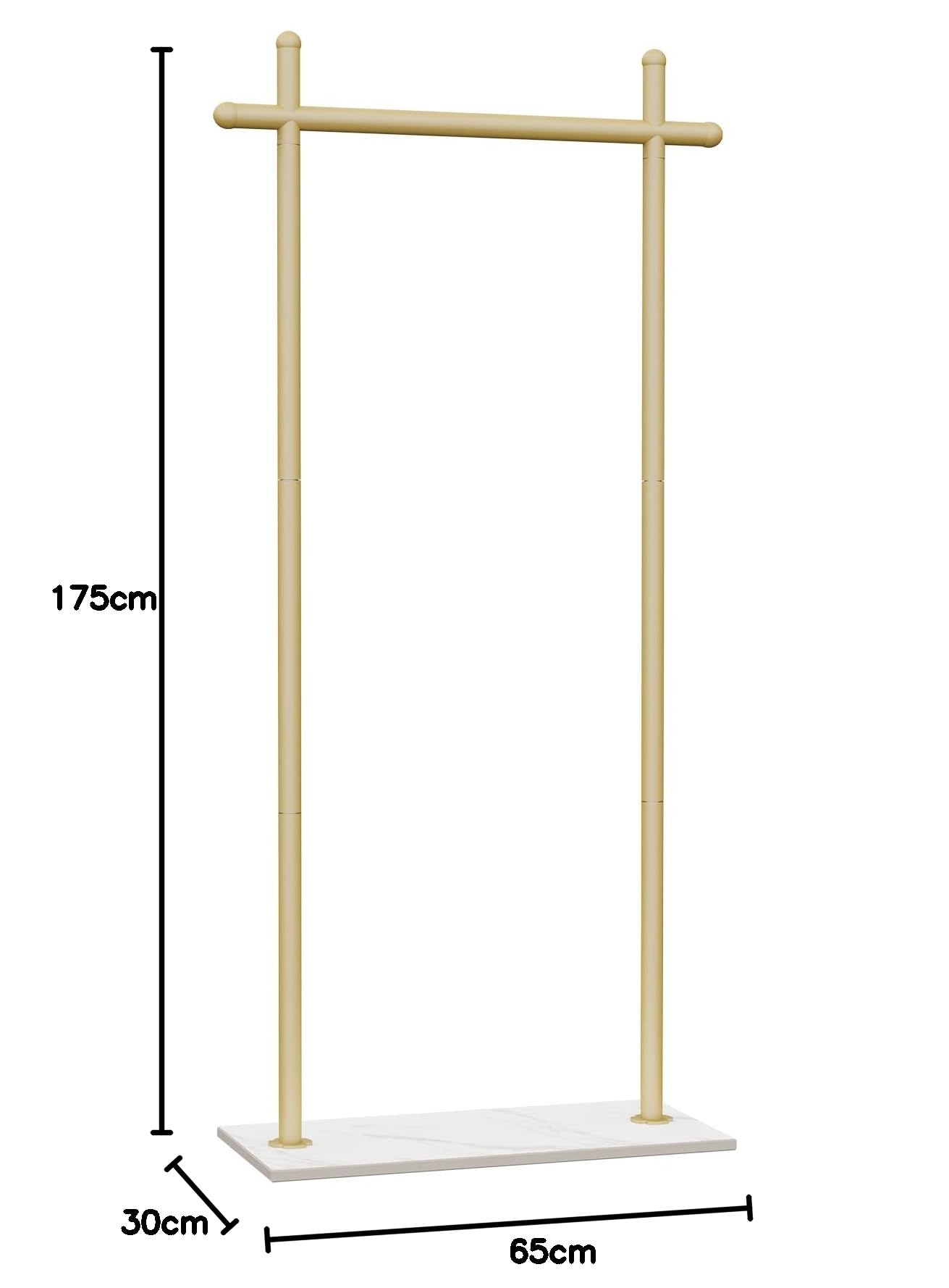 Métal Porte Manteau, Portant à Vêtements avec Base Rectangulaire, Portemanteau sur Pieds avec Dalles de Roche Lourdes, pour Entrée, Salon, Chambre, Bureau, 175cm, Doré, Le grand