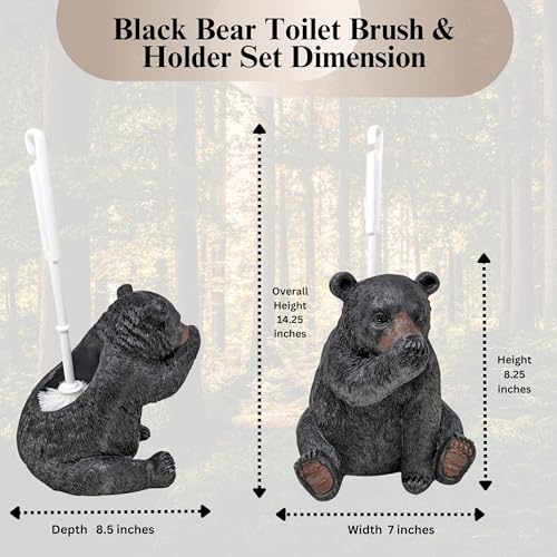 Image of BestGiftEver Funny Black Bear Toilet Brush Holder Set for Bathroom Decor - Novelty and Resin Animal Brush Holder, Unique Rustic Bear Bathroom Accessories for Wildlife Enthusiasts