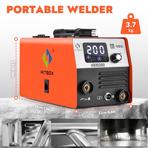 Hitbox Mig Welder 200Amp - 110V 2 In 1 Gasless Flux Core Welder Arc Welding Machine With Igbt Inverter Portable Automatic Wire Feed Welders No Gas #TOP2