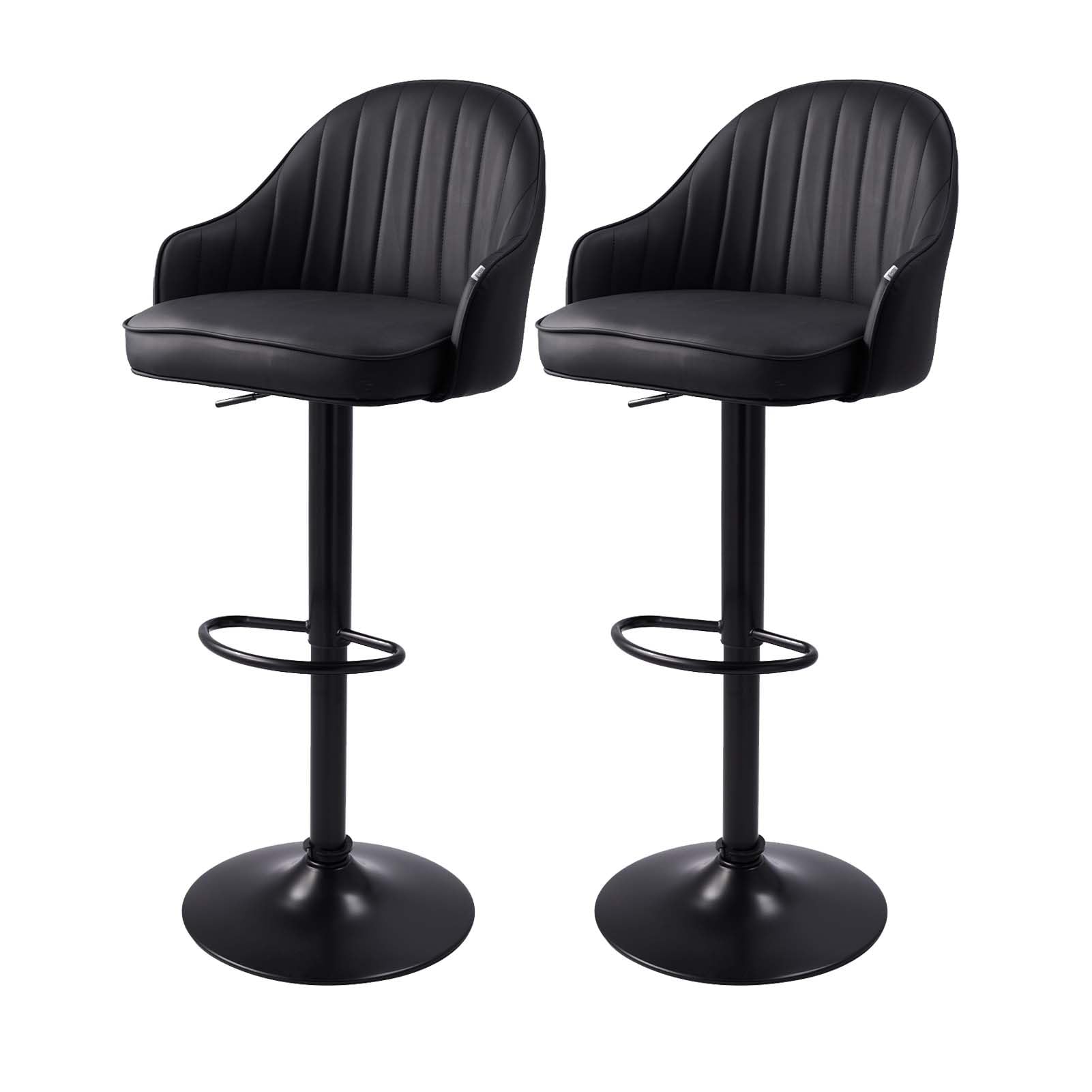 Warmiehomy Set of 2 Swivel Bar Stools, Height Adjustable High Stools, Black
