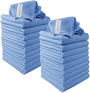 Clay Roberts Microfibre Cleaning Cloths, 40cm x 30cm - Pack of 20, Machine Washable, Polishing, Waxing & Dusting Cloth, Lint-Free, Scratch-Free
