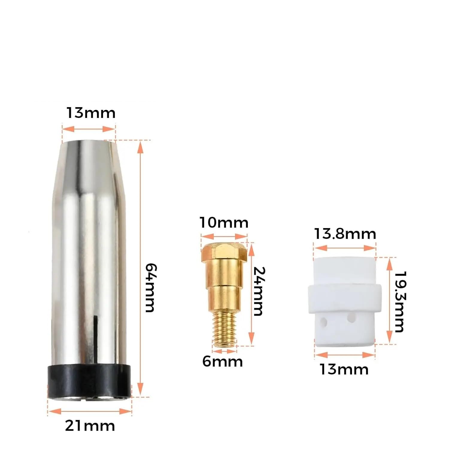 20 piezas M6 MIG MB24KD Kit de pistola soplete soldadura, puntas contacto 0,8/0,9/1,0/1,2 MM, difusor soporte, boquillas Gas, derivación cerámica