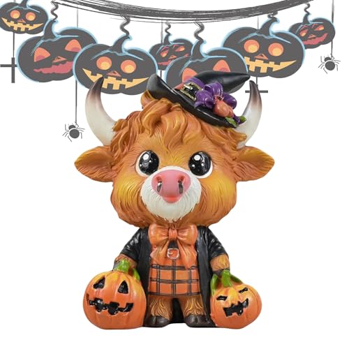 Statue d'Halloween vache des Highlands en résine pour décoration intérieure - 2