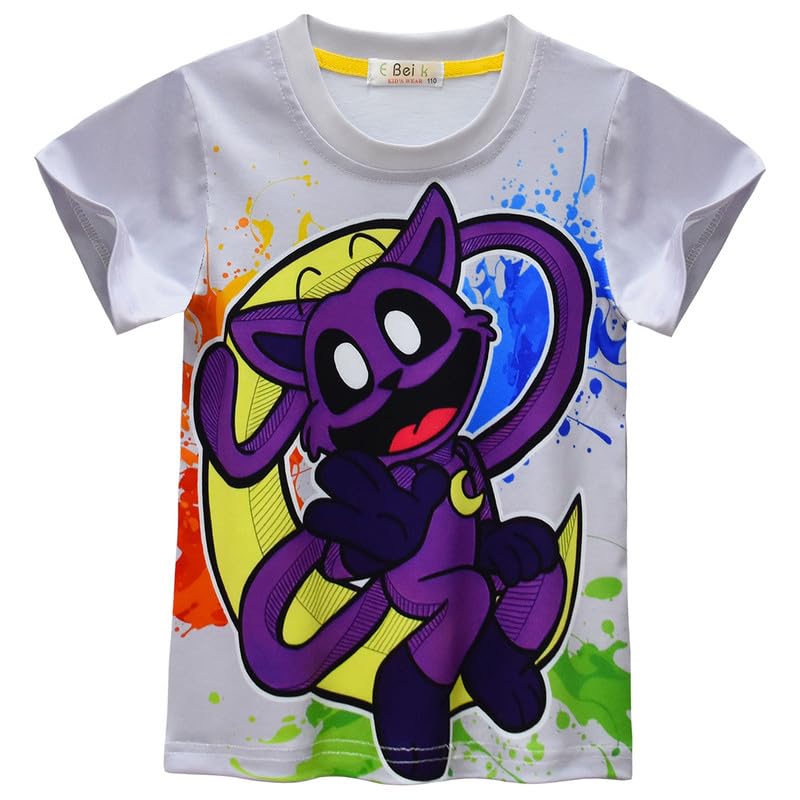 Funjoyz Smilinges Camisetas Critterses para Niña Niño Niños,Catnapes T-Shirt Disfraz Ropa Manga Corta para de DiversióN GráFico 3D Dibujos Animados Verano Disfraz Mardi Gras Fiesta Halloween