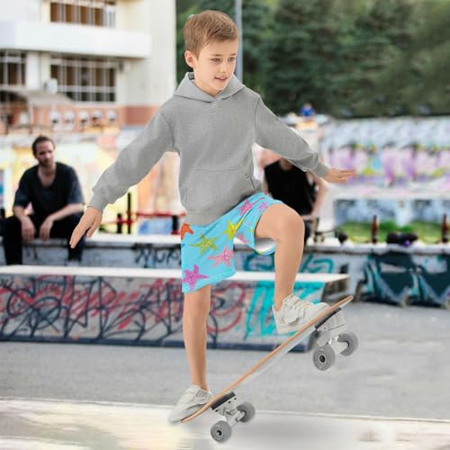 J JOYSAY Cartoon Starfish Bubble Blue Boys Athletic Shorts Kids Youth Casual Shotrs with Elastic Waistband Pockets4