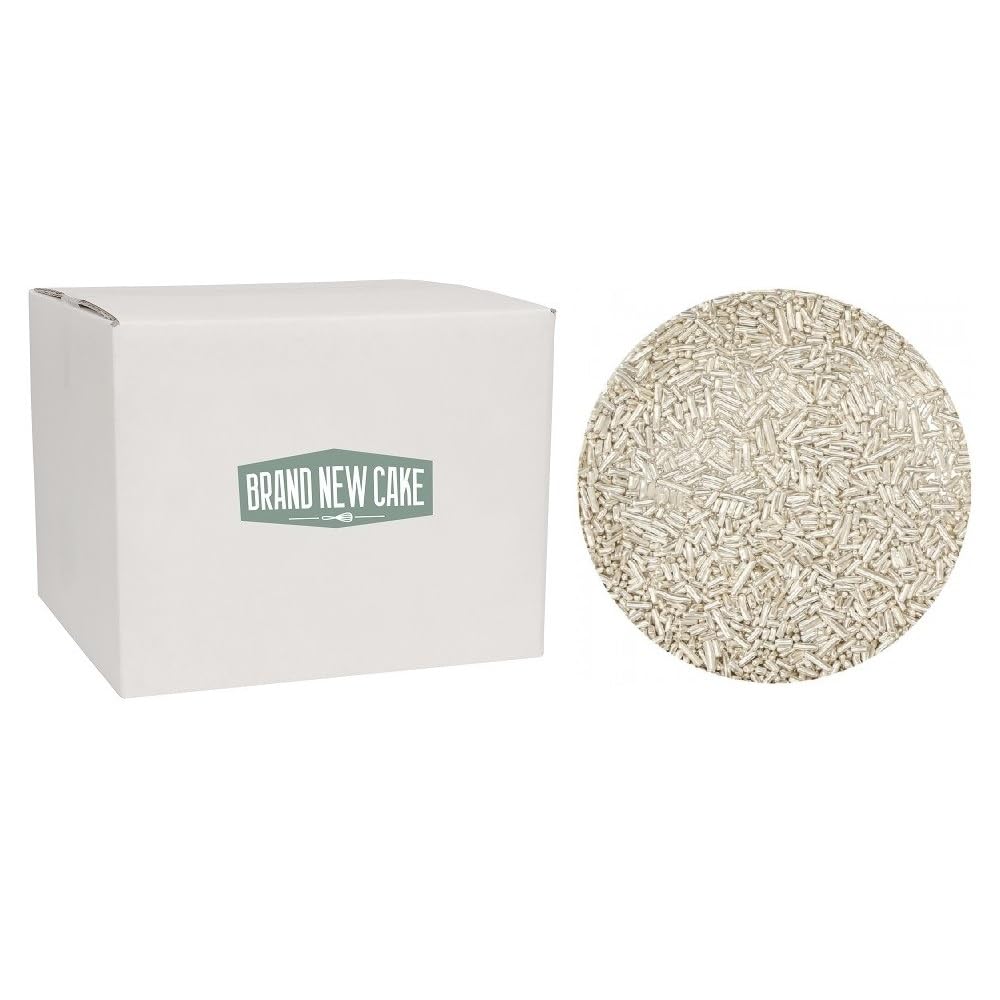 BrandNewCake® Zuckerstreusel Metallic Silber 10kg - Essbare Kuchendekoration - Streusel für Kuchen und Desserts