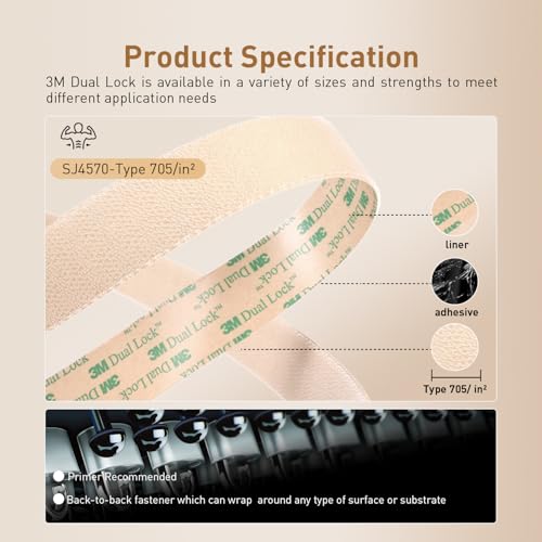 Image of 3M Dual Lock Low Profile Reclosable Fastener SJ4570 | 2 inch x 7.5Ft | Industrial-Strength Mounting Strips | Self-Mating Interlocking Hook with Strong Adhesive | Indoor & Outdoor Use