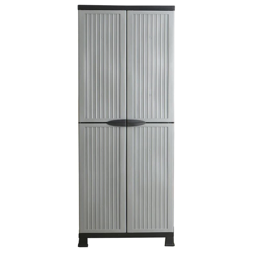 Kunststoff Aufbewahrungsschrank Grau 68x39x171.5 cm Kompakt mit 2 Türen Abschließbar für Haushalt Büro Garage Garten Lager Ordnungshilfe