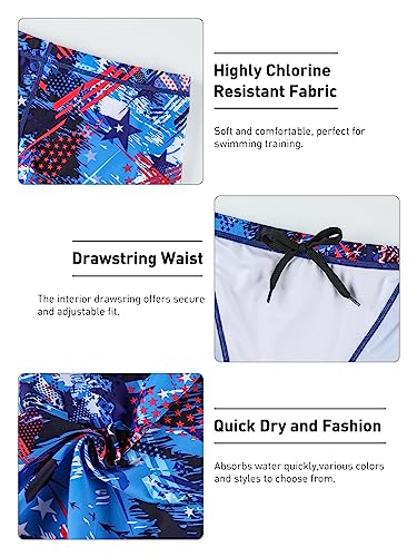 Image of KGKE Men's Swim Jammers Compression Fashion Print Jammer Swimsuit Swim Boxer Long