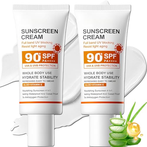 High SPF Sunscreen Set - 2Pcs SPF 90 Sun Screen Protector for Face & Body - Outdoor Travel Size Sport 90 SPF Sunscreen