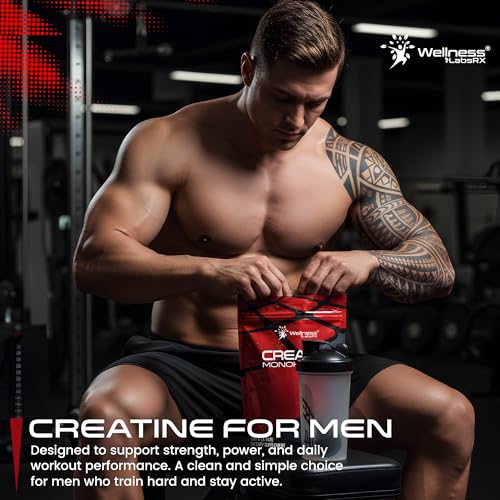 Image of WELLNESS LABSRX Creatine Monohydrate Powder 500g - 100 Servings Micronized Creatine Powder Supplement, Unflavored Creatine for Women and Men, Supports Muscle Strength, Energy, Endurance and Workout