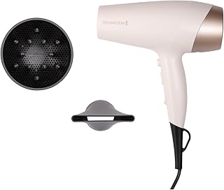 Remington Shea Soft Hair Dryer (Micro-Conditioners Enriched with Shea Oil for Soft Sleek Hair, Ionic, Diffuser, Wide Drying Concentrator, 3 Heat / 2 Speed Settings, Cool Shot, 2200W) D4740