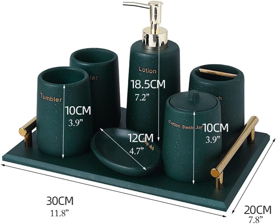 Soap Dispenser Soap Dispenser, Resin Lotion Dispenser, Fashion Bathroom Accessories 5 Piece Set for Kitchen, Bathroom, Laundry Reusable