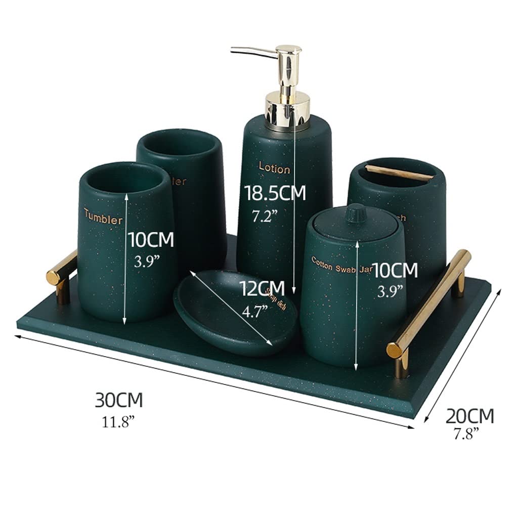 Dispensador de jabón, dispensador de loción de Resina, Accesorios de baño de Moda Juego de 5 Piezas para Cocina, baño, lavandería