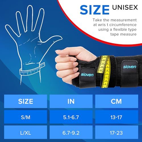 Sioven Carpal Tunnel Wrist Support Brace with 3 Straps Metal Splint Stabilizer - Carpal Tunnel Wrist Splint for Sprains, and Tendonitis (Black, Right Hand L/XL) - Image 6