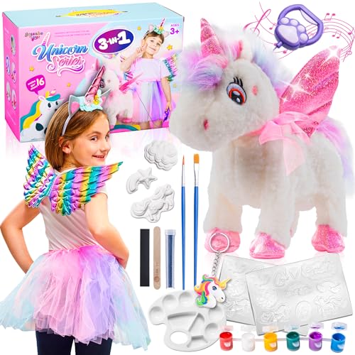 Greenbo Unicorns Toys for Girls Age 4-6 - Includes Multifunctional Unicorn Gifts, Painting Kit Crafts for Kids, and Unicorn Dress - Fun and Engaging Birthday Gifts for Girls Ages 3, 4, 5, 6, and Up
