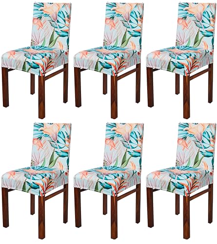 Amazon Brand - Solimo Polyester Spandex Abstract Dining Chair Cover, Stretchable & Washable Slipcover, Blue (Set of 6) (B0CTMH38FL) Amazon Price History, Amazon Price Tracker
