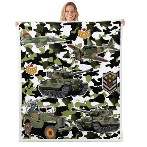 Tank Throw Blanket,Aircraft Camouflage Design...