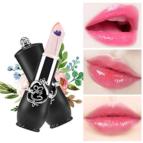Ownest 6PCS Crystal Flower Jelly Lipstick Set, Long Lasting Nutritious Lip Balm Lips Moisturizer Magic Temperature Color Change Lipstick-Black - Thumbnail 4
