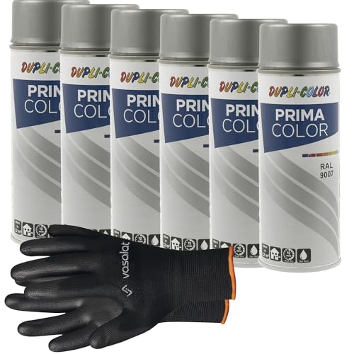 vasalat Dupli-Color Lackspray graualuminium matt RAL 9007 - Sprühlack für Metall, Kunststoff und Holz - wetterfeste Sprühfarbe für den Innen- und Außenbereich UV -beständig, 6 Stück