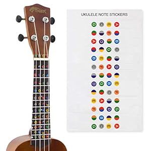 TIGER Ukulele Note Stickervel voor beginners, UKE-STICKER