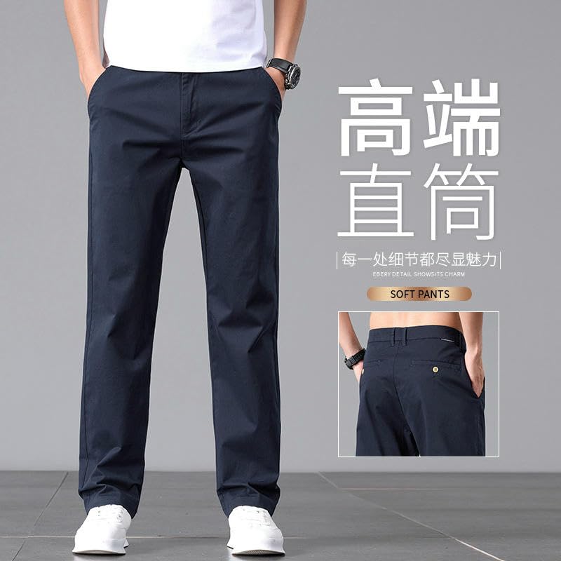 Men's Cotton Loose Straight Simple Versatile Casual Pants4