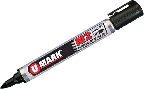 U-Mark M2 10560 - Marcador permanente con punta de bala, color negro, sin anillo (paquete de 12)
