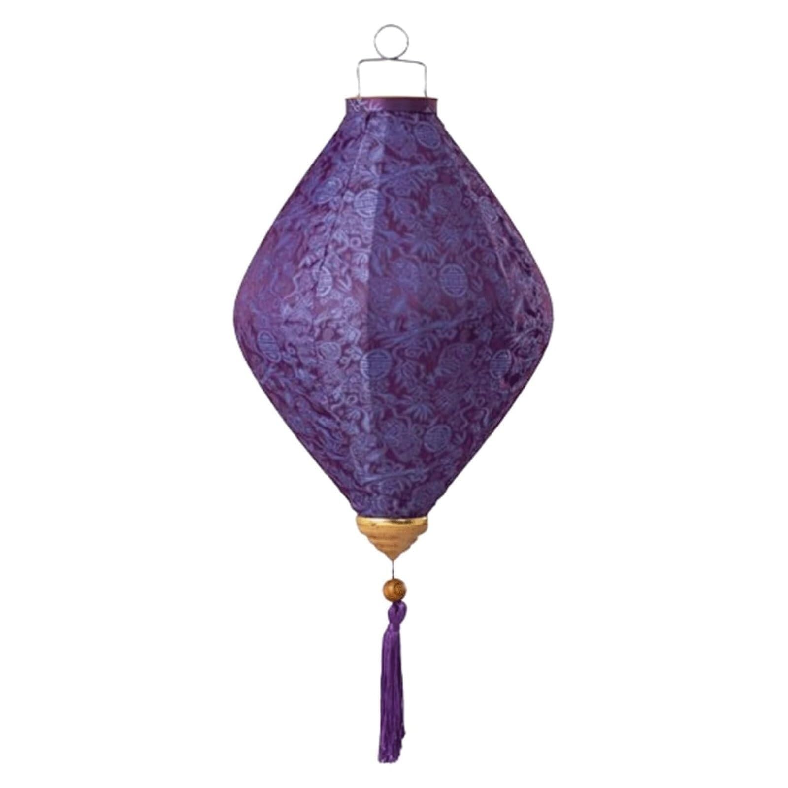Asian lantern, Vietnamese Oval Silk Lantern Chinese Japanese Decorative Jacquard Hanging with Tassel for Wedding Party Decoration(Purple,14 Inch)