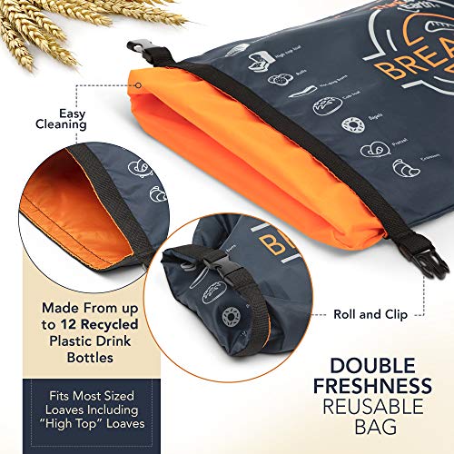 Reusable Bread Bag for Homemade Bread, Made from Recycled Plastic Bottles - Freezer-Safe Food Storage Bag with Double Lining - Premium Bakery Supplies - Thumbnail 2