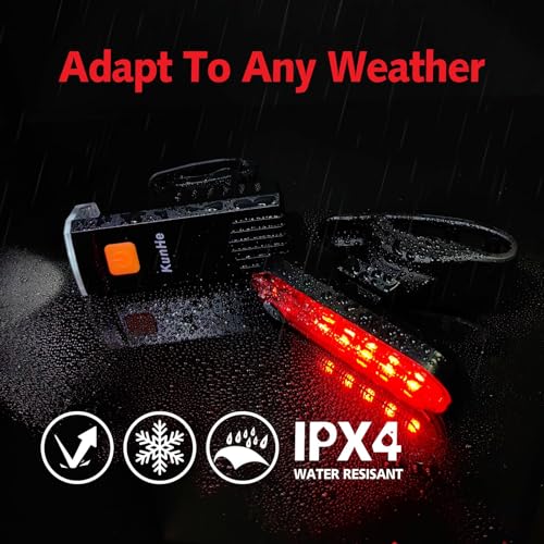 KunHe Luces para Bicicleta Recargables USB-C Delantera y Trasera 8 Unidades Negro miniatura 4