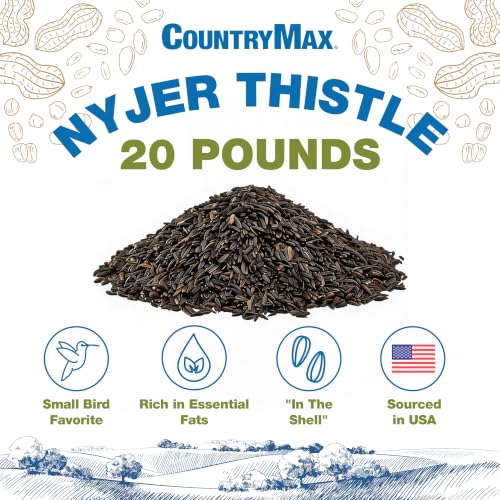 Image of CountryMax Nyjer Thistle Seed - Premium Finch Bird Feed for Goldfinches, Siskins & Small Songbirds, No-Filler Clean Seed