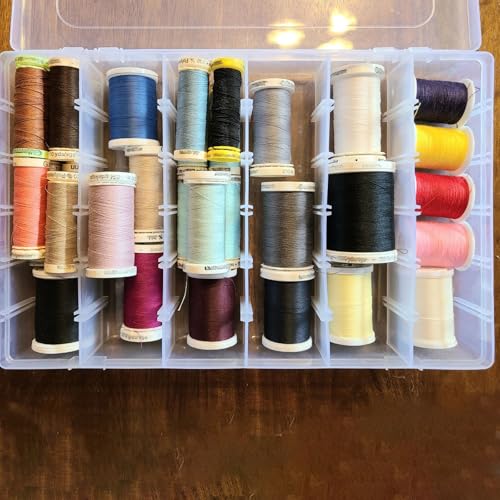 Image of 6 Pack 36 Grids Plastic Bead Organizer Box with Dividers and 600 PCS Label Stickers, Clear Small Tackle Box Part for Craft and Bead Storage
