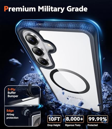 Image of NISHTECH for Samsung Galaxy S26 Plus 5G Case: Clear Magnetic Slim Fit Case Compatible with Magsafe Rugged Protective Transparent Cover (Black Magnetic)