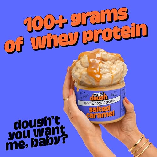 Image of Twisted Dough Protein Cookie Dough, Salted Caramel Flavor, 2 Pack, 100g Protein, Healthy Snacks, Gluten Free Edible Cookie Snack, High Protein Low Carb & Low Sugar Dessert for Kids & Adults, Keto Friendly