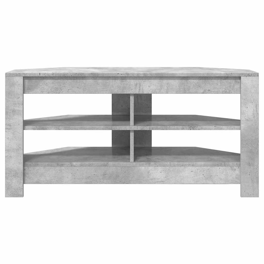 Eck TV Schrank Beton Grau 102 x 41 x 50 cm Fernsehschrank Lowboard aus Holzwerkstoff - Platzsparendes Eck-TV-Board mit 2 Ablagen für Wohnzimmer und Media-Zubehör