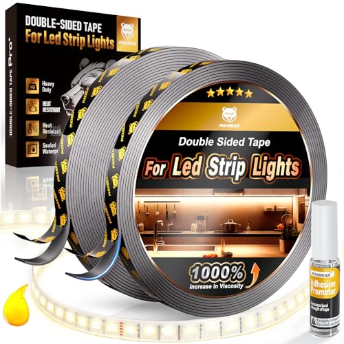 PHIXBEAR 2 Rolls Heavy Duty Double Sided Tape for Led Strip Lights