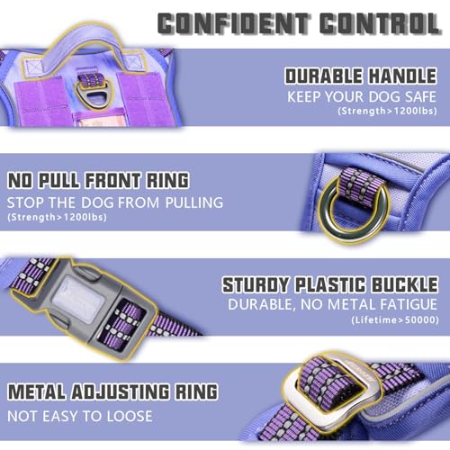 Image of Auroth Tactical Dog Harness for Large Dogs No Pull Adjustable Pet Harness Reflective K9 Working Training Easy Control Pet Vest Military Service Dog Harnesses Very Peri S