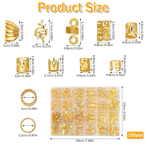 290 accesorios para cabello metálicos para trenzas dorados miniatura 2