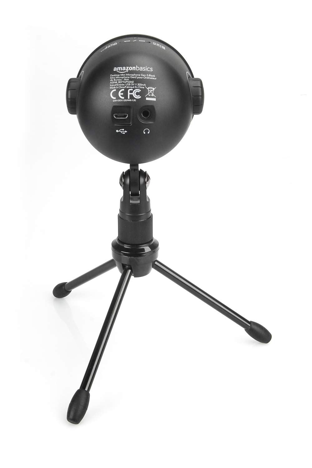 Amazon Basics Mini USB Condenser Microphone for Online Meeting, Gaming, Podcast - 2 capsules, Black