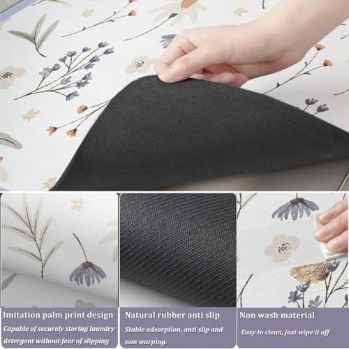 Image of HomeCloud Washing Machine Protective Mat for Top of Washer and Dryer - Non-Slip Waterproof Dust Cover for Laundry & Kitchen (60 x 60) (Purple Flower)