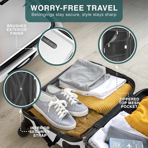 Image of Luggage Sets 3 Piece, 20 Inch Carry on Luggage and 24 Inch Suitcases with Wheels Spinner, Durable Hard Shell Suitcase Set, Expandable Travel Suitcase, White