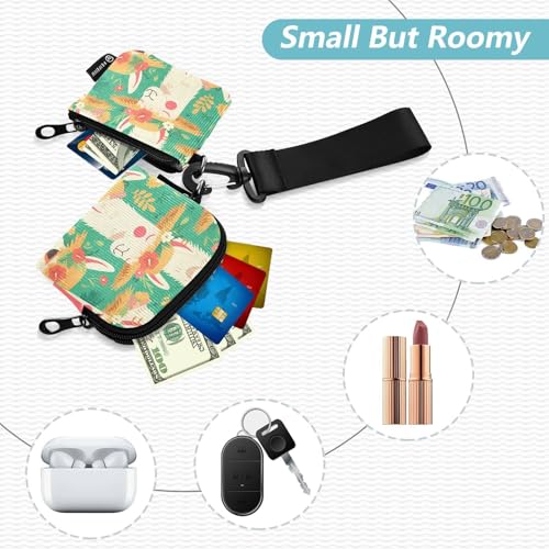 Summer Alpaca Green Fresh Women's Card Cases Change Holder Thin Flat Business Card Case Money Organizer with Zipper Coin Pocket for Woman 2 Pcs2