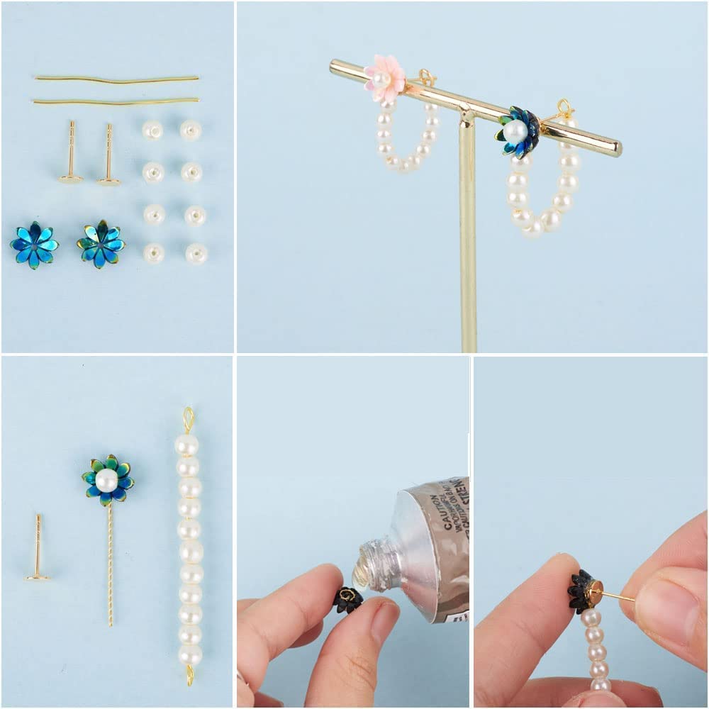 400 Tappi Acrilici A Forma Di Fiore 5 Petali Per Gioielli Fai Da Te - 8 Colori, 12 Mm, Con Foro 1,5 Mm - 2